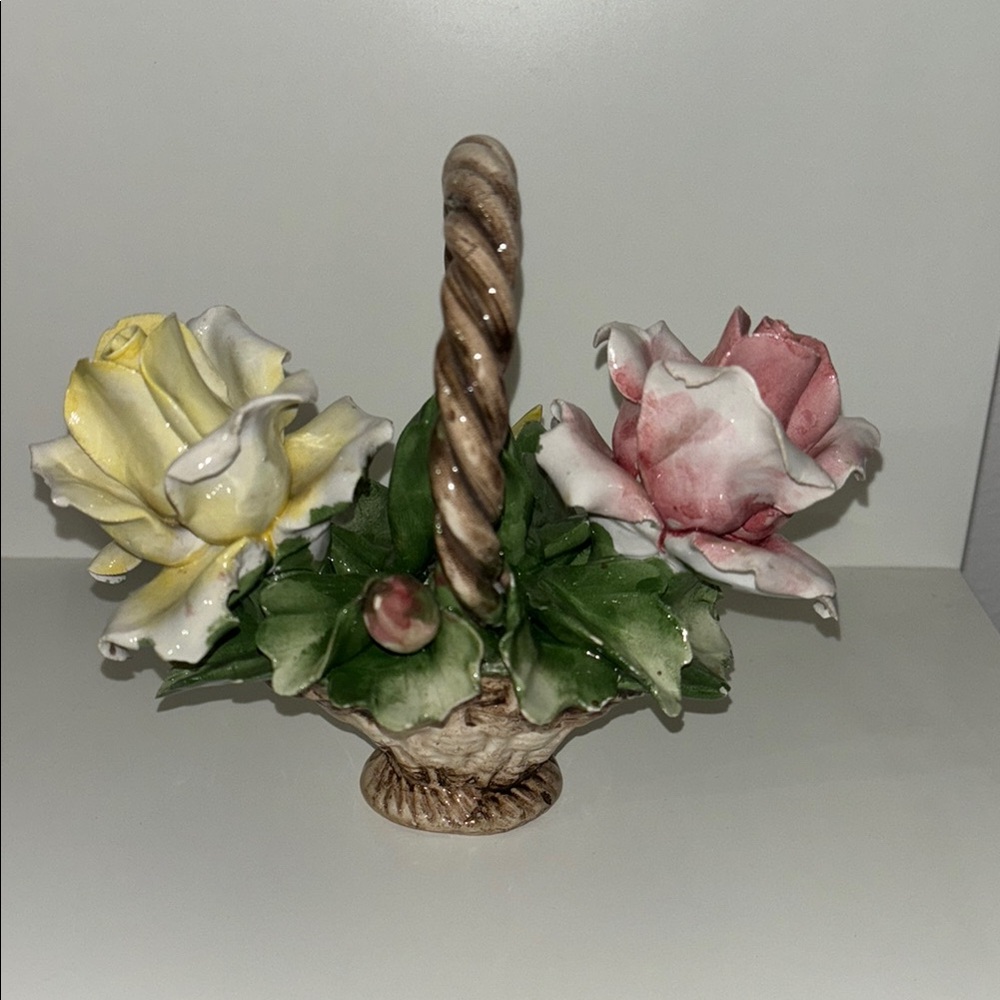 Vintage Nuova Capodimonte Miniature Flower Basket